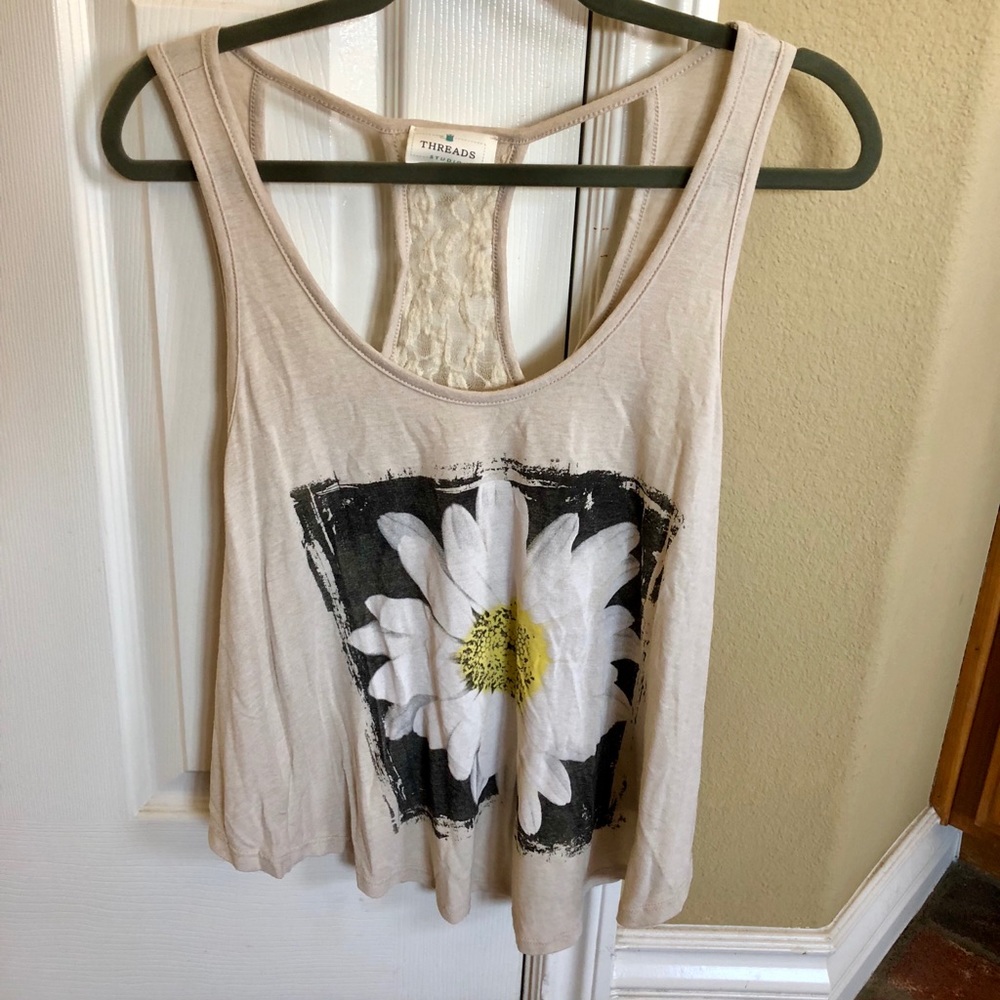 Cream sunflower tank top